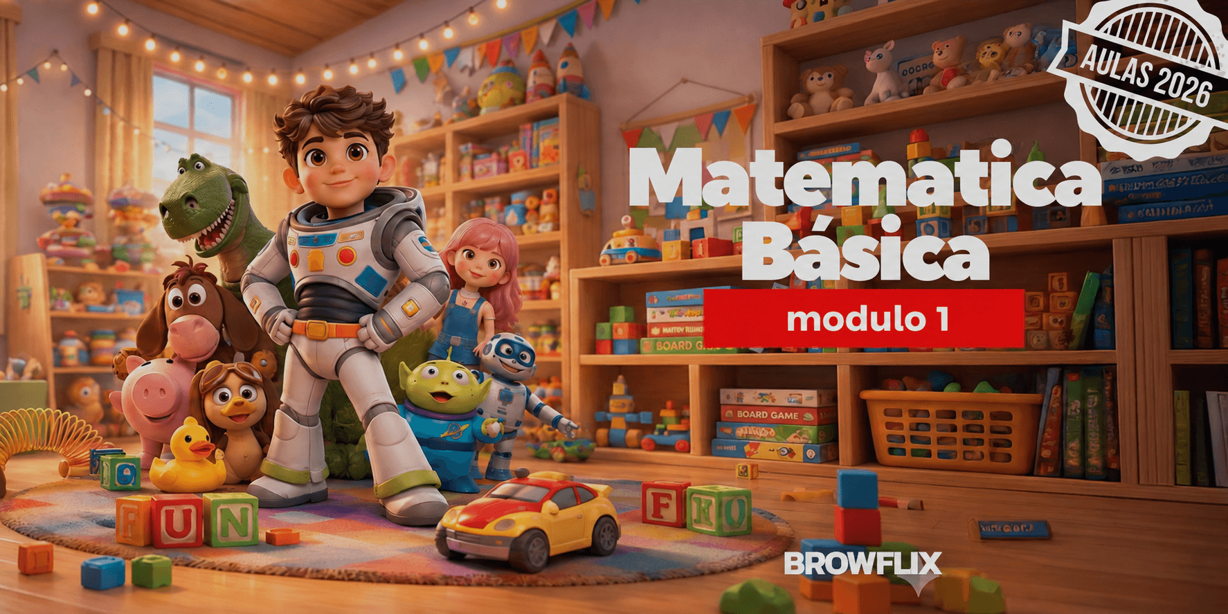 Aula de Matemática Básica no Mundo dos Brinquedos